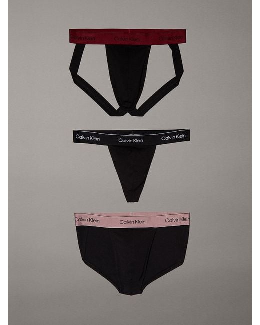 Calvin Klein Gray 3 Pack Briefs, Thong And Jock Strap for men