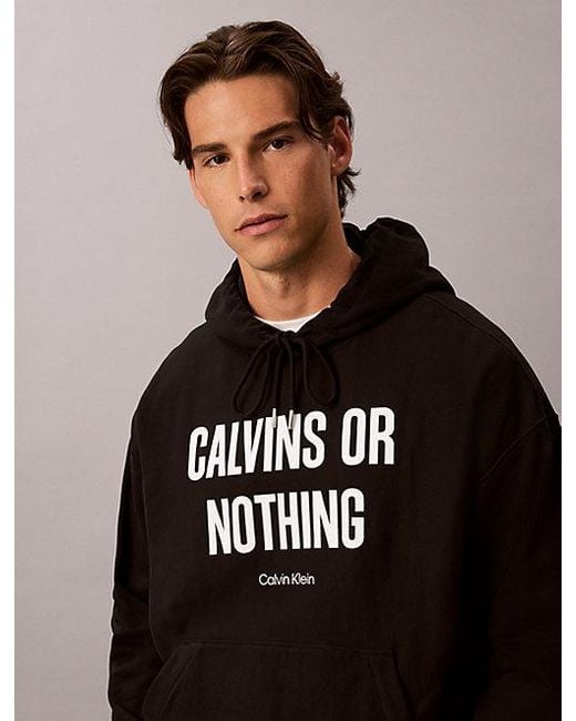 Calvin Klein Black Jeans Relaxed Calvins Or Nothing Graphic Hoodie for men