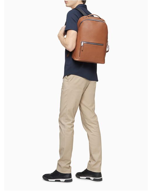 calvin klein men's leather backpack
