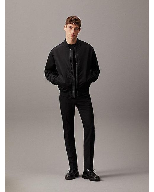 Calvin Klein Black Slim Wool Stretch Suit Trousers for men