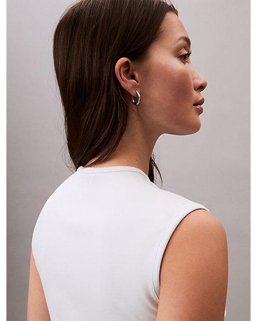 Calvin Klein White Jeans Viscose Blend Quarter Zip A Line Dress