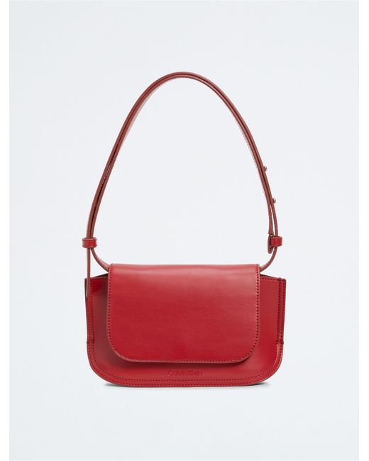 Calvin Klein Red Elemental Mini Flap Messenger Bag