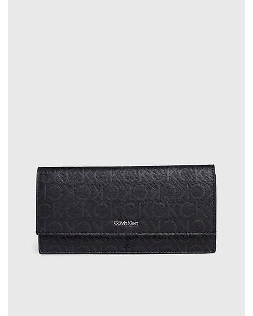 Calvin Klein Gray Dreifach faltbares RFID-Portemonnaie mit großem Logo