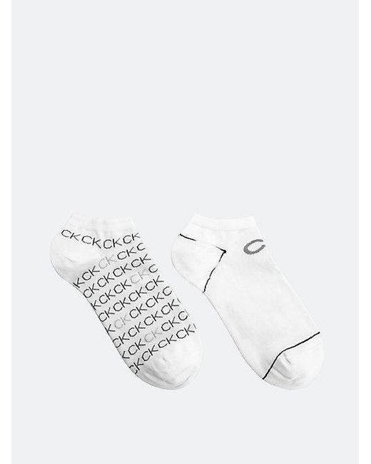Calvin Klein White 2Er-Pack Logo-Knöchelsocken Aus Weich Gekämmter Baumwolle