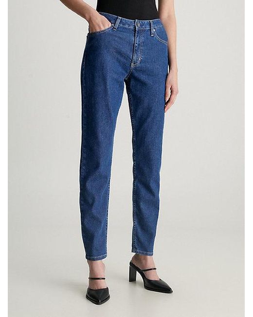 Calvin Klein Mid Rise Slim Jeans in het Blue