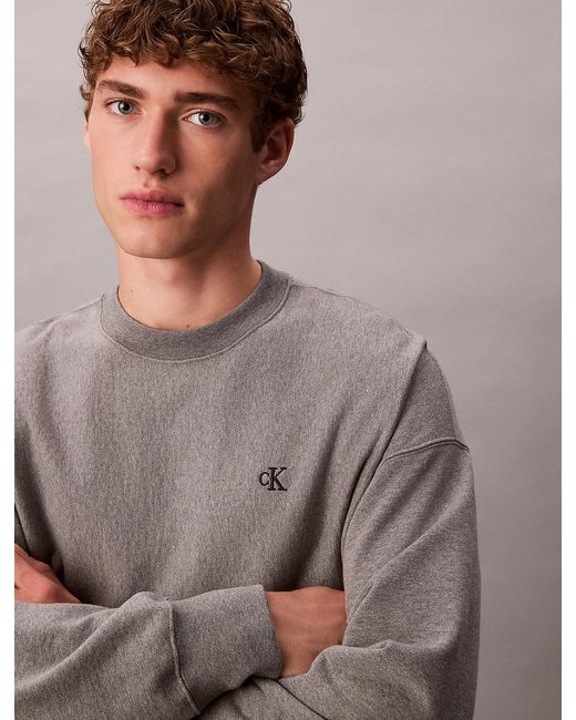Calvin Klein Gray Relaxed Monogram Sweatshirt for men