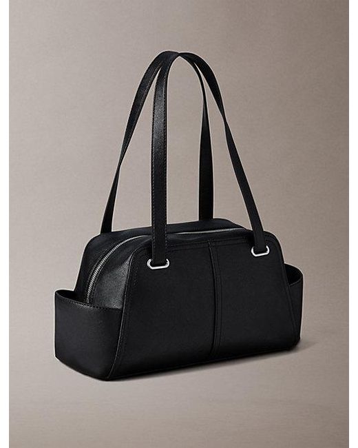 Calvin Klein Black Embossed Monologo Shoulder Bag
