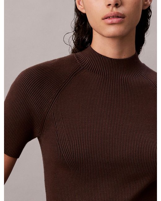 Calvin Klein Brown Sculpted Knit Mini Dress