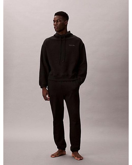 Calvin Klein Brown Quilted Fleece Lounge Hoodie for men