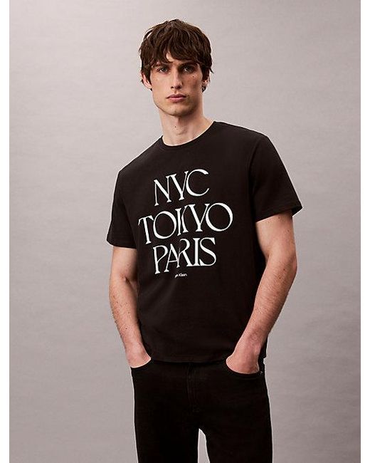 Calvin Klein Black Jeans Flagship Cities Graphic Relaxed T-Shirt for men