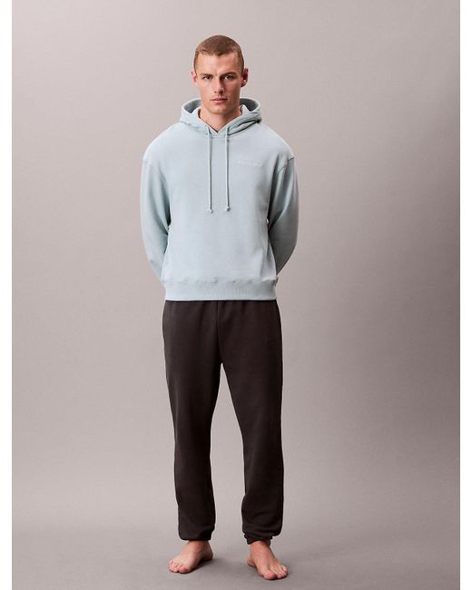 Calvin Klein Gray Cotton Terry Blend Lounge Hoodie for men