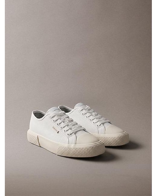 Calvin Klein White Ck Luna Canvas Emblem Logo Trainers