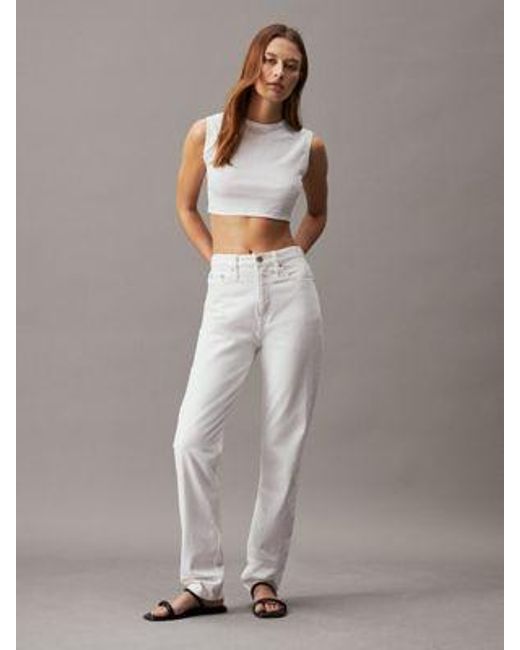 Calvin Klein Cropped Top Met All-over Print in het White