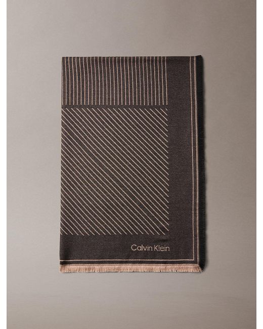 Calvin Klein Gray Emblem Logo Graphic Scarf