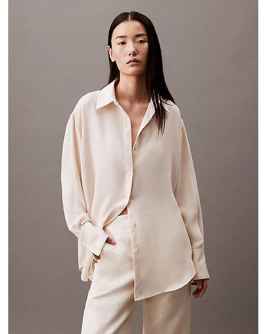 Calvin Klein Brown Klassisches Button-Down-Hemd im Tunika-Look
