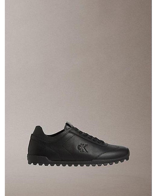 Calvin Klein Gray Jeans Leather Low Profile Runner Trainers