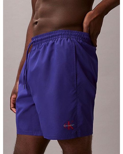 Calvin Klein Purple Medium Drawstring Swim Shorts Ck Monogram for men