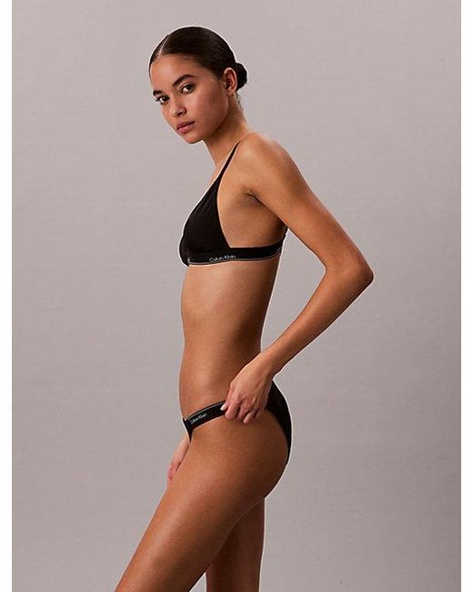 Calvin Klein Black Triangle Bikini Top Ck Icon