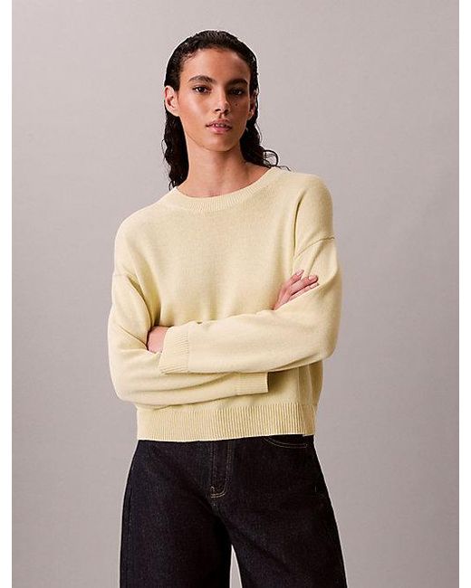 Calvin Klein Natural Jeans Cotton Relaxed Crewneck Jumper