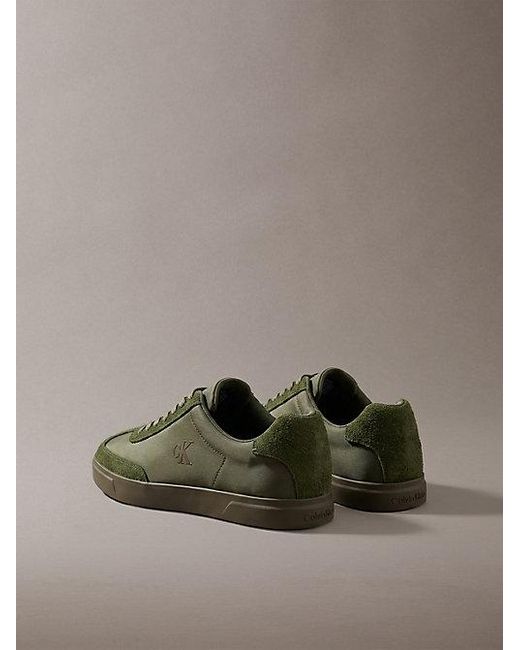 Calvin Klein Brown Suede Mix Signature Logo Trainers for men
