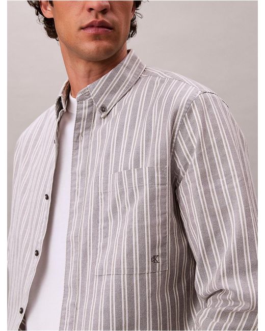 Calvin Klein Multicolor Stripe Oxford Classic Button-Down Shirt for men