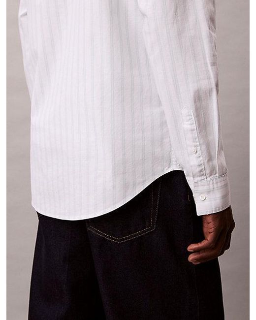 Calvin Klein White Jeans Stripe Oxford Classic Button Down Shirt for men
