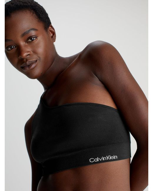 Calvin Klein Black One Shoulder Bikini Top - Ck Meta Essentials