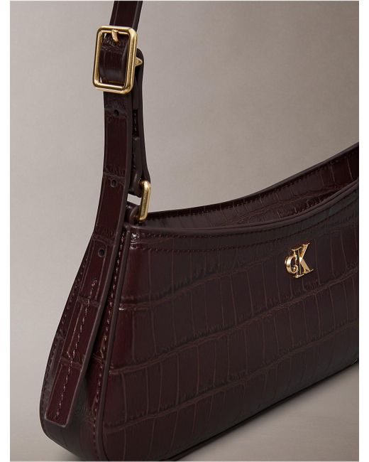Calvin Klein Multicolor Monogram Logo Hardware Crocodile Print Shoulder Bag