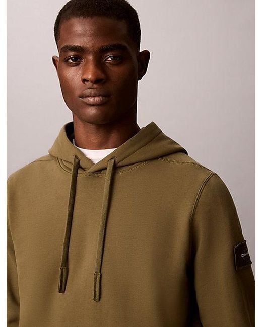 Calvin Klein Multicolor Jeans Cotton Terry Badge Hoodie for men
