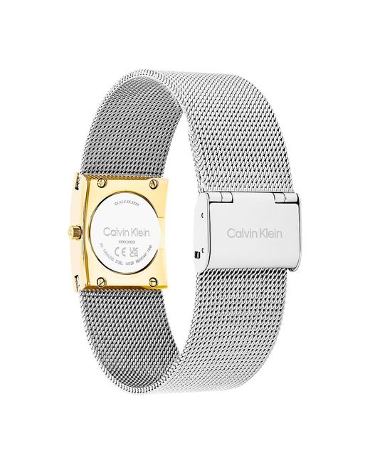 Calvin Klein White Ck Pulse Two-Tone Steel Bracelet Watch
