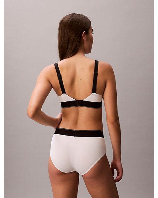 Calvin Klein White Lightly Lined Bralette Graphic Monogram Microfibre Stretch