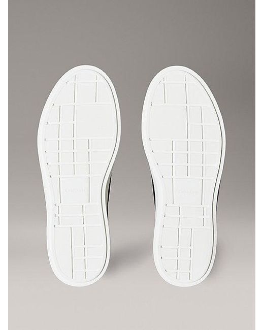 Calvin Klein Signature Leren Sneakers Met Logo in het Metallic