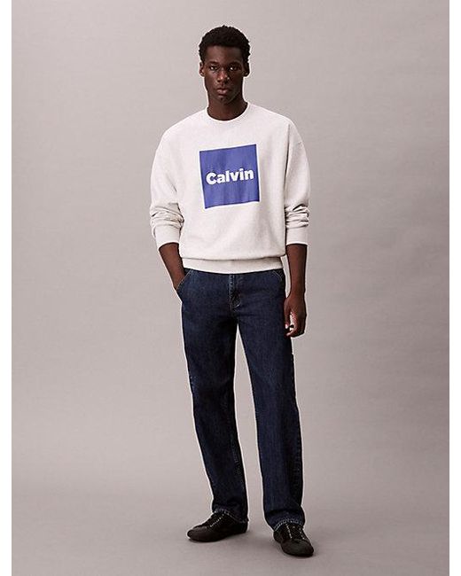 Calvin Klein Lässiges Sweatshirt Aus Hochwertigem Fleece Mit Logo-Grafik in White für Herren