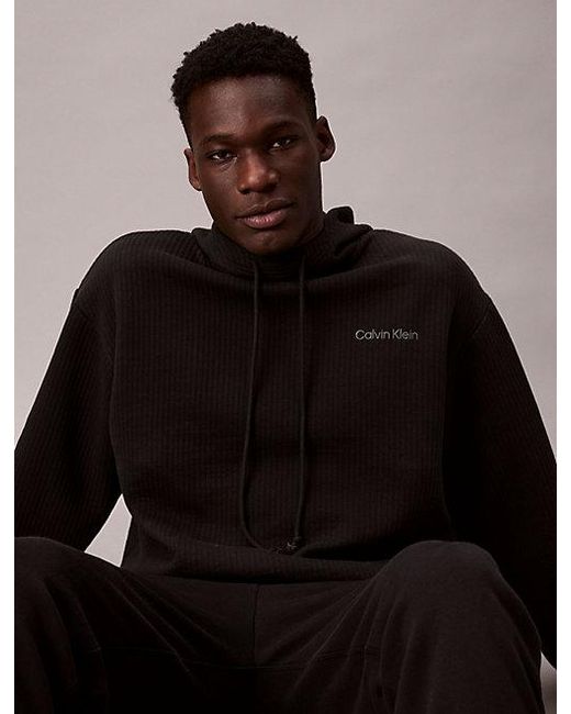 Calvin Klein Brown Quilted Fleece Lounge Hoodie for men