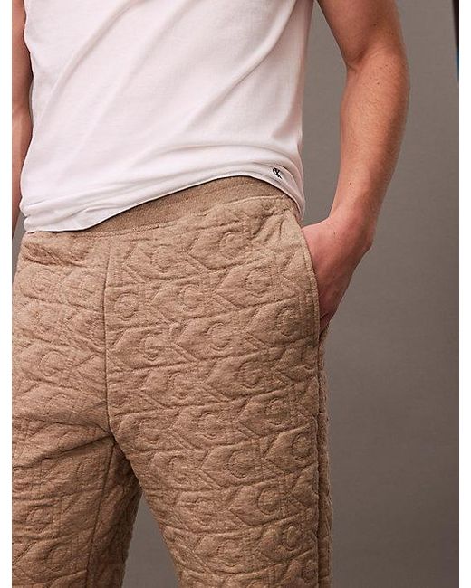 Calvin Klein Doorgestikte Loungebroek Met Logo in het Brown voor heren