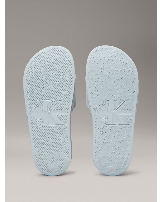 Calvin Klein Gray Canvas Logo Sliders