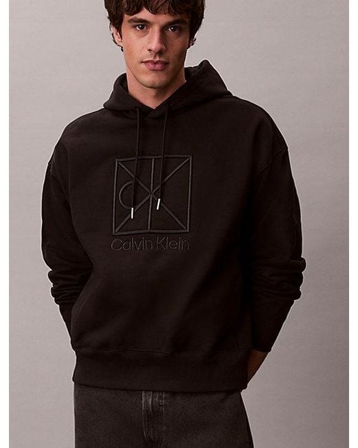 Calvin Klein Black Heavy Jersey Logo Hoodie for men