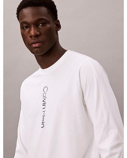 Calvin Klein White Sport Performance Long Sleeve Gym T-Shirt for men