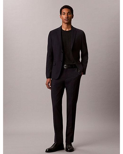 Calvin Klein Natural Slim Wool Stretch Trousers for men