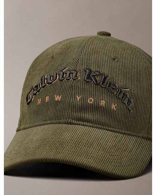 Calvin Klein Green Ckny Logo Corduroy Cap for men