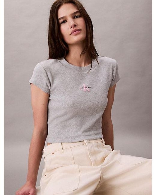 Calvin Klein Multicolor Jeans Slim Ribbed Cotton Logo T-Shirt