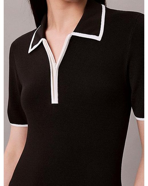 Calvin Klein Black Jeans Quarter Zip Classic Polo Shirt