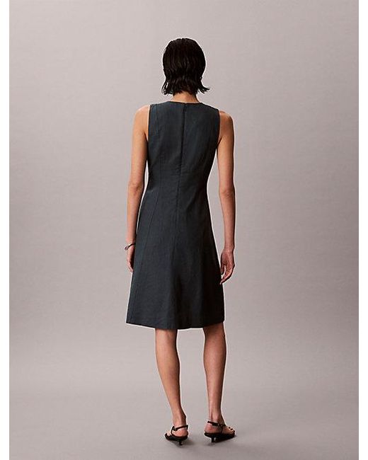 Calvin Klein Multicolor Jeans Linen Blend Sleeveless Midi Dress