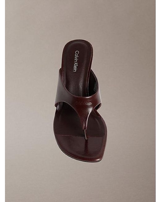 Calvin Klein Red Elisa Leather Kitten Heel Sandals
