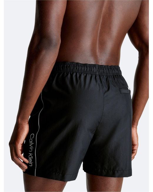 Calvin Klein Black Side Logo Medium Drawstring Swim Shorts for men