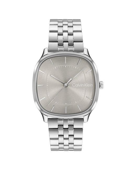 Calvin Klein Gray Rounded Case Sunray Dial Watch for men