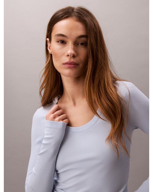 Calvin Klein Multicolor Ribbed Modal Long Sleeve T-Shirt