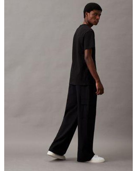 Pantalón cargo holgado de punto milano Calvin Klein de hombre de color Black