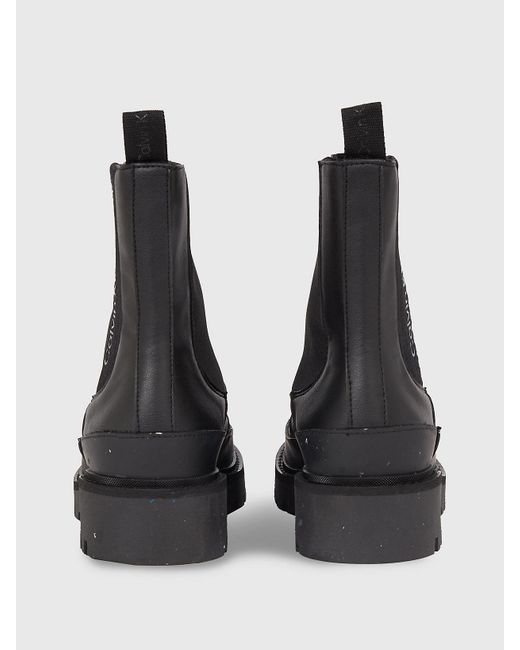 Calvin Klein Black Faux Leather Chelsea Boots