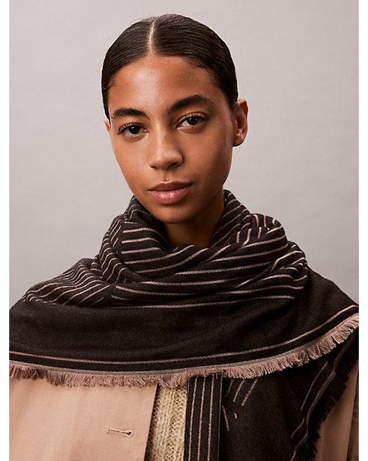Calvin Klein Gray Emblem Logo Graphic Scarf